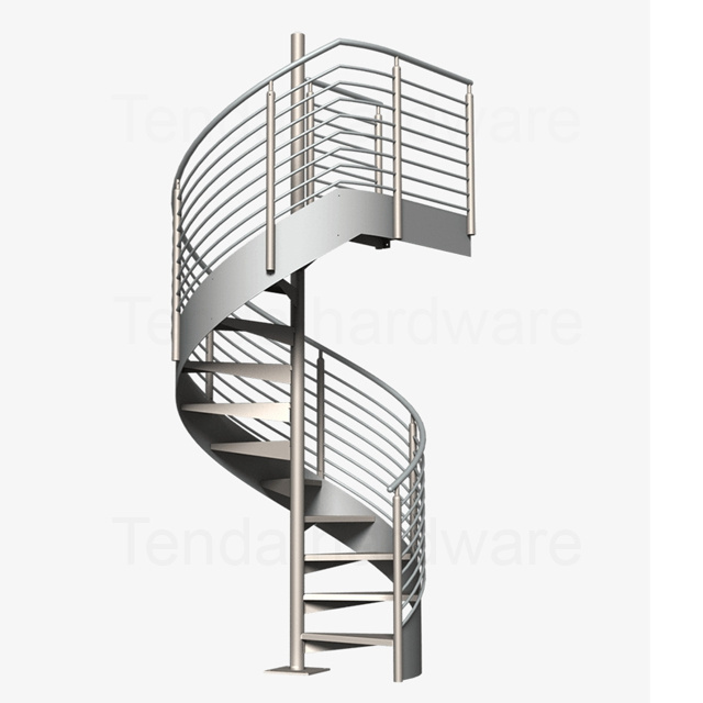 Modern outdoor stainless steel railing spiral stair