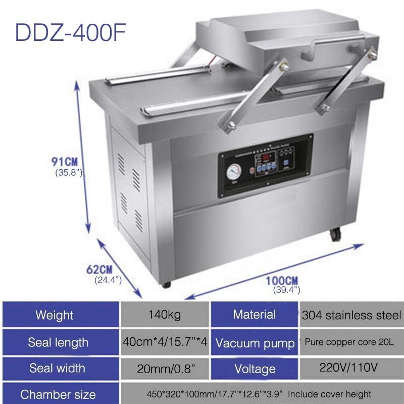 Flat or concave double chamber vacuum packing machine meat vacuum packing machine