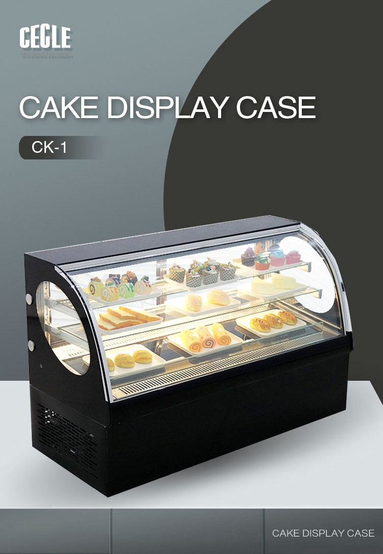 Arc Glass Stainless Steel Black and White Cake Pizza Fruit Burger Display Case ,show case display glass,refrigerated display cas