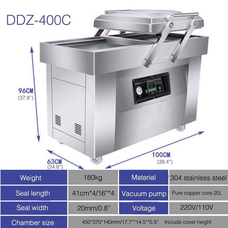 Flat or concave double chamber vacuum packing machine meat vacuum packing machine