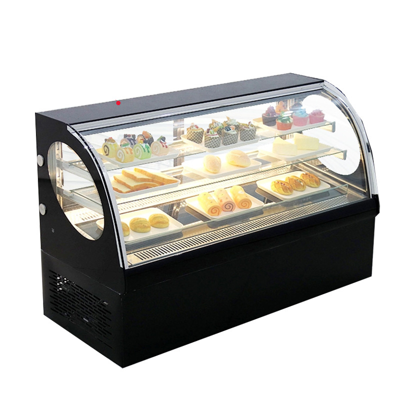 Arc Glass Stainless Steel Black and White Cake Pizza Fruit Burger Display Case ,show case display glass,refrigerated display cas