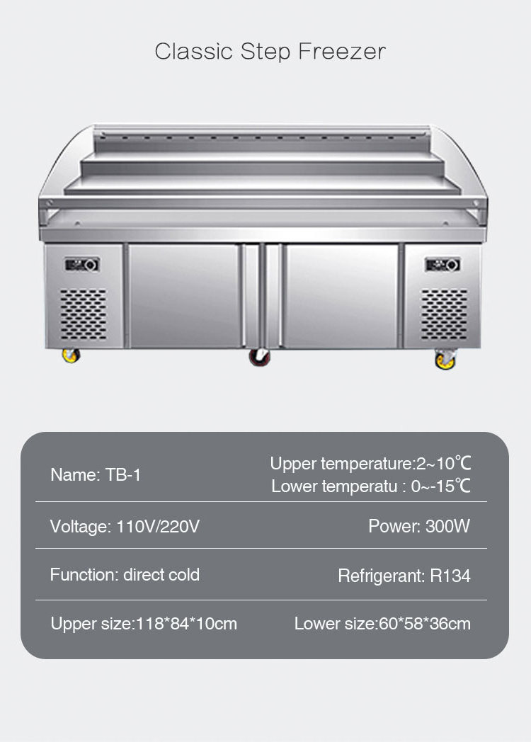 Commercial three-level ladder freezer stainless steel sliding door classic style fridge display freezer and refrigerator