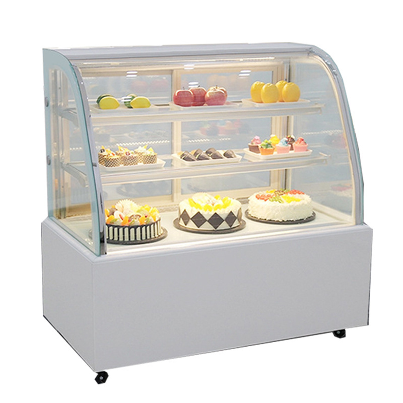 Arc Glass Stainless Steel Black and White Cake Pizza Fruit Burger Display Case ,show case display glass,refrigerated display cas