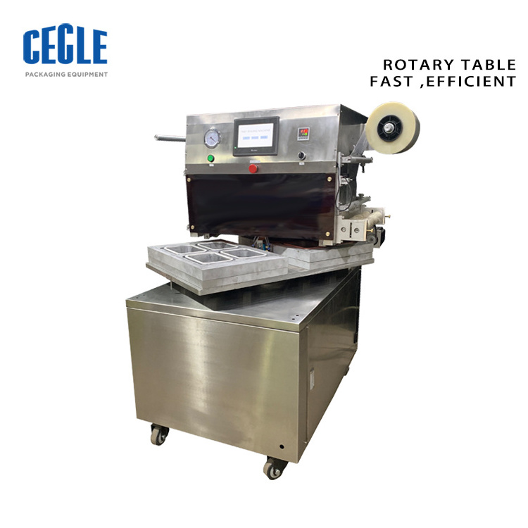 MAP Vacuum Tray Sealer, Modified Atmosphere Packaging Machine, Rotary Vacuum Food Tray Sealing Machine with Gas Filling