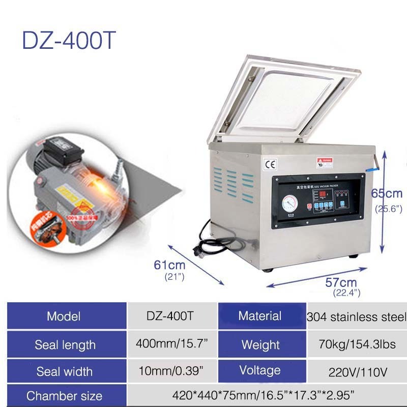 Commercial industrial single sausage cheese price for vacuum  packing machine dz-400t for fish food