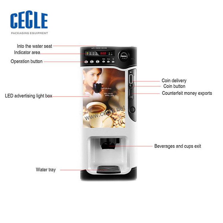 1 Year Warranty Coffee/hot Chocolate/creamer Vending Machines Coin Operated Tea Coffee Vending Machine White Black Red 820W,820W