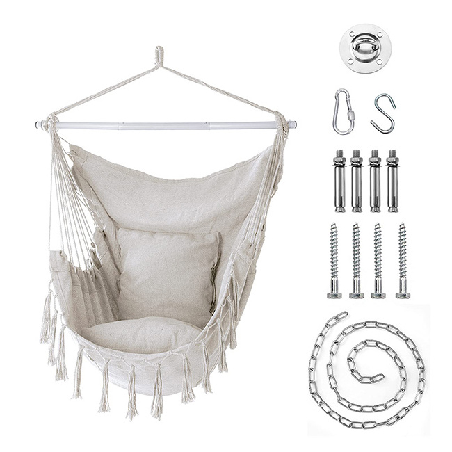 YASN Hanging Rope Garden Swing Hanging hamac Tassel Hammock Swing Chair With Pillow Outdoor Indoor Swing Patio Hammocks hamaca