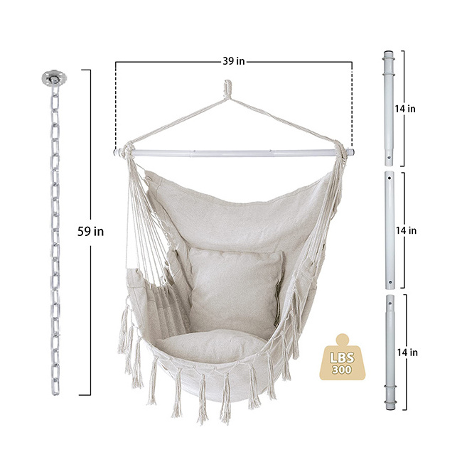 YASN Hanging Rope Garden Swing Hanging hamac Tassel Hammock Swing Chair With Pillow Outdoor Indoor Swing Patio Hammocks hamaca