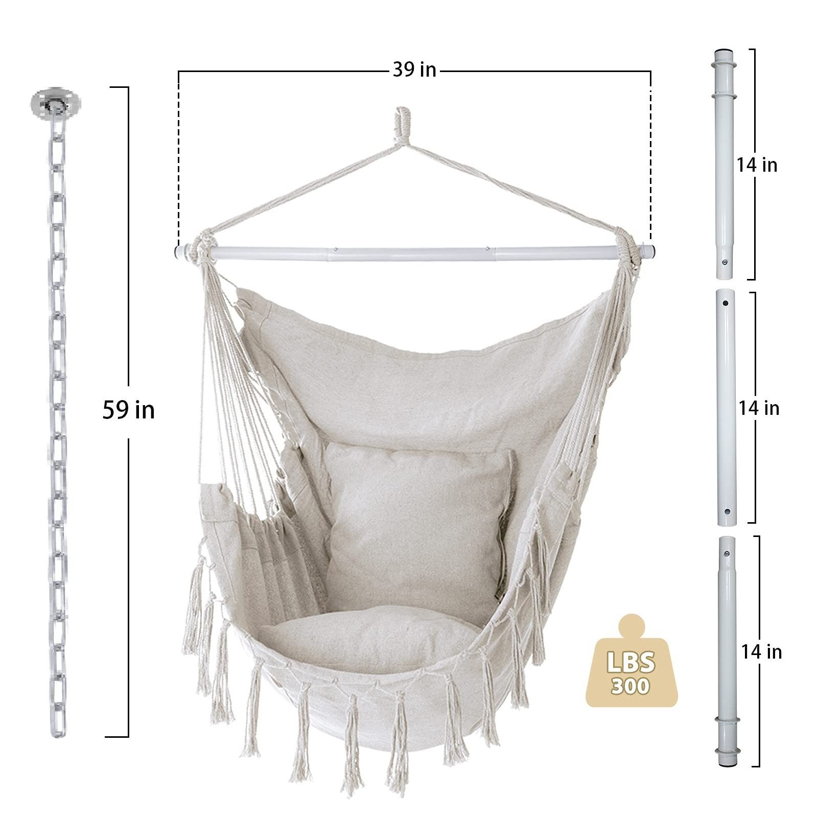 Outdoor Hanging indoor Hammocks Portable Cotton Tassel Hammock chair Travel Backyard Swing chair Hang chair for Garden Laying