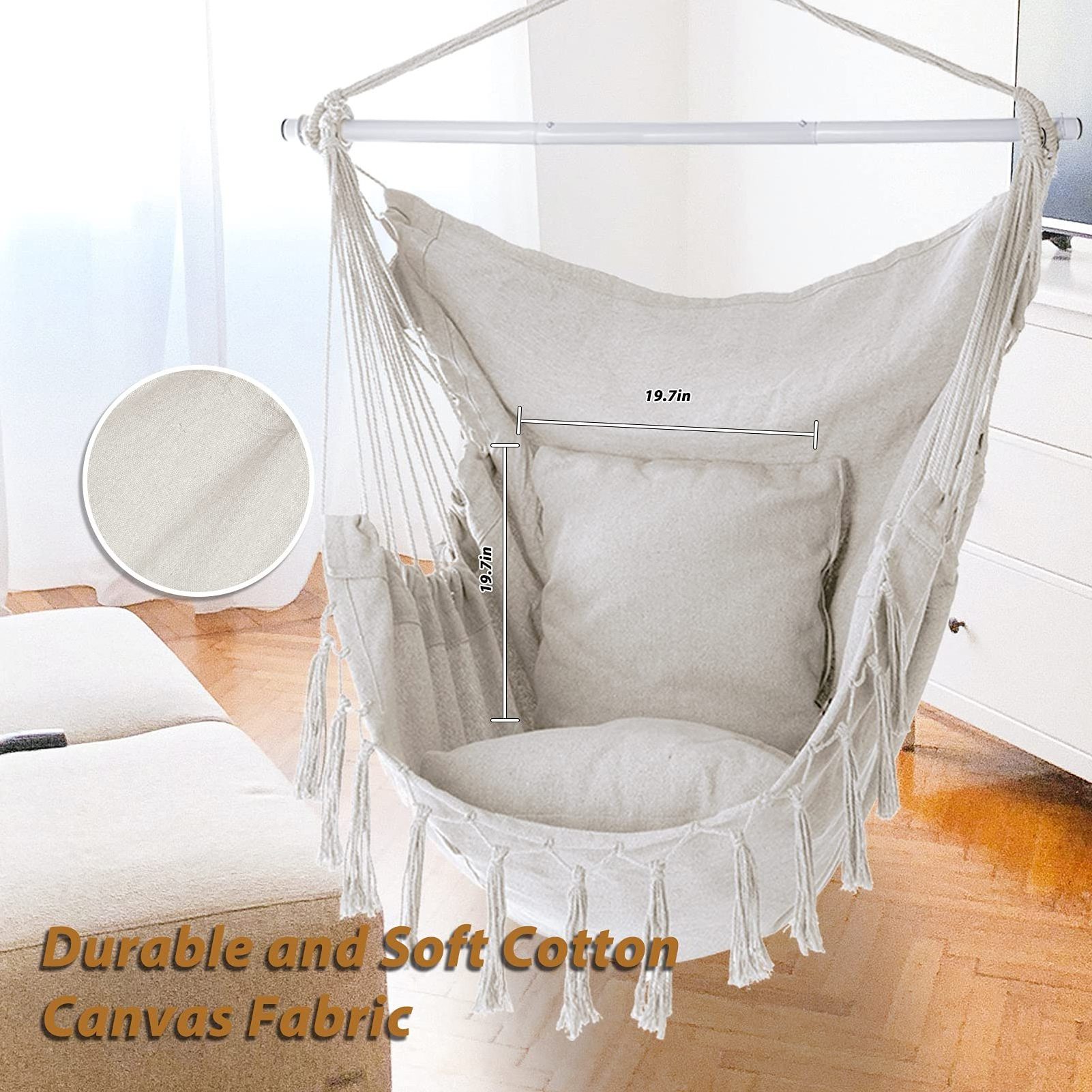 Outdoor Hanging indoor Hammocks Portable Cotton Tassel Hammock chair Travel Backyard Swing chair Hang chair for Garden Laying