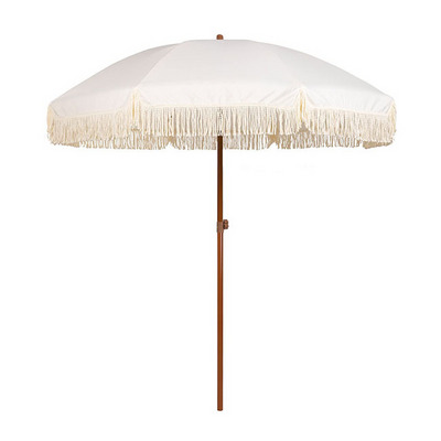 YASN High Quality Parasol White Outdoor Beach Umbrellas Wholesale Beach Umbrella With Tassels Fringe aluminum garden umbrella