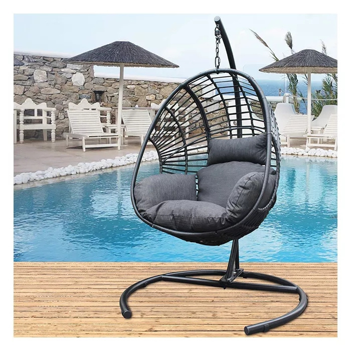 Swing Chair Outdoor Furniture Rattan Wicker Hanging indoor Hammocks with cushion with frame stand egg hanging chair