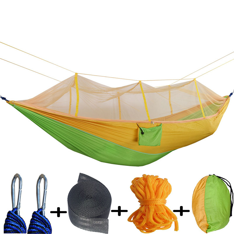 Outdoor Hammock With Mosquito Net Can Hold 300kg Super Strong Hanging Hammock With Tree Straps for Hiking Climb Travel Camping