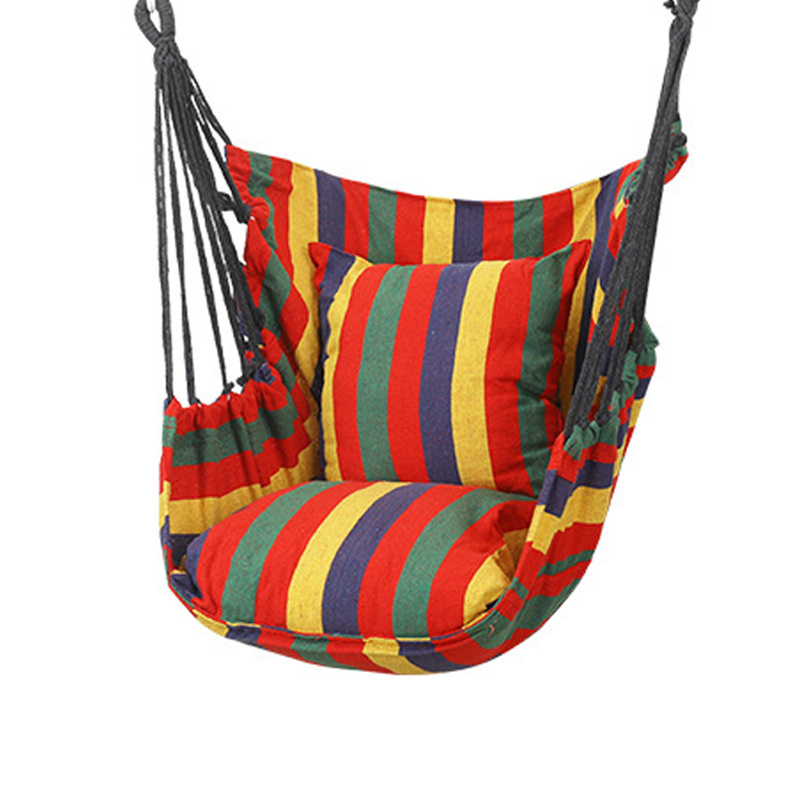 Patio Swings for Outdoor Canvas Hanging Chair Indoor Dormitory Hammock Adult Leisure Swing Chair with Pillow