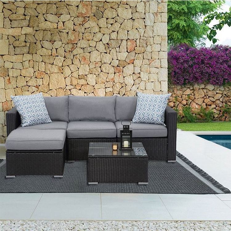 YASN Sectional Out Door Patio Corner Garden Sofa Set Poly Rattan Garden Sofa Outdoor Furniture Patio Garden Set