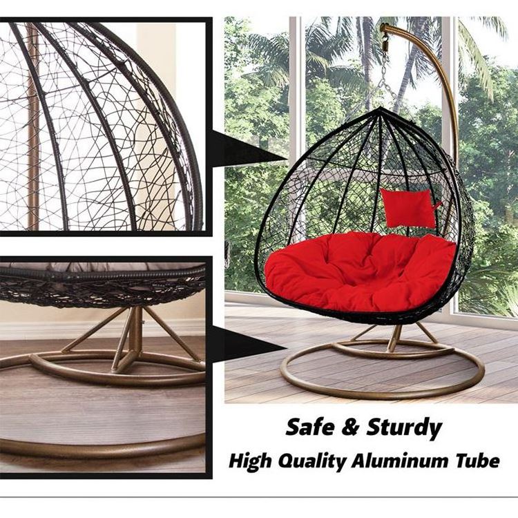 YASN 2 Person Round Balcony Garden Hanging Chair Indoor Outdoor Patio Swings Double Sensory Rattan Egg Hanging Chair