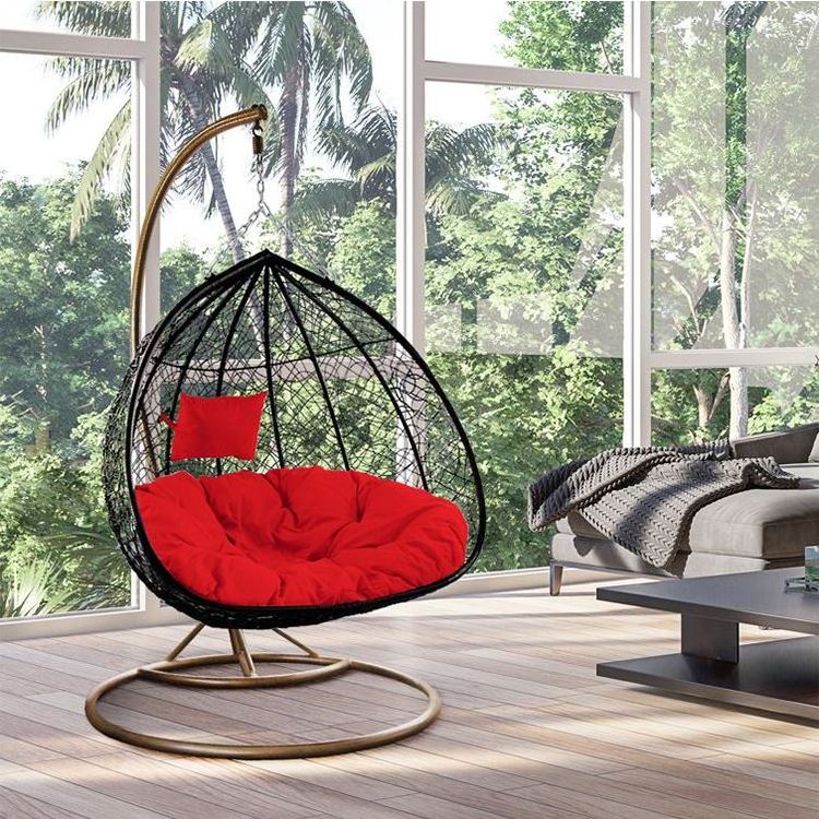 YASN 2 Person Round Balcony Garden Hanging Chair Indoor Outdoor Patio Swings Double Sensory Rattan Egg Hanging Chair