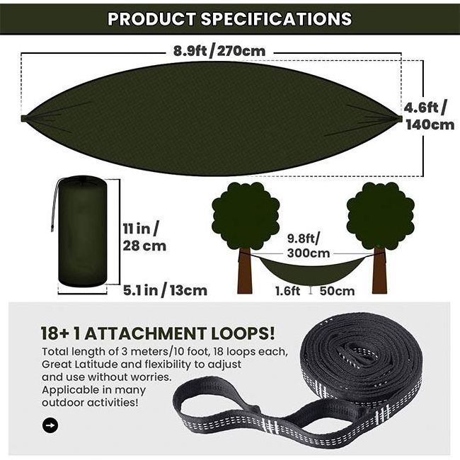 YASN Free Standing Durable Outdoor Furniture Portable Aerial Folding Nylon Camping Hammock Metal Mosquito Net One Person Size