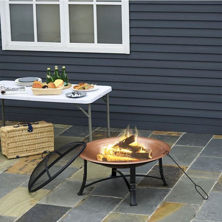 YASN Multifunctional Backyard Garden Round Bowls Mini Firepit Steel Patio Portable Fire Pit Outdoor with Poker