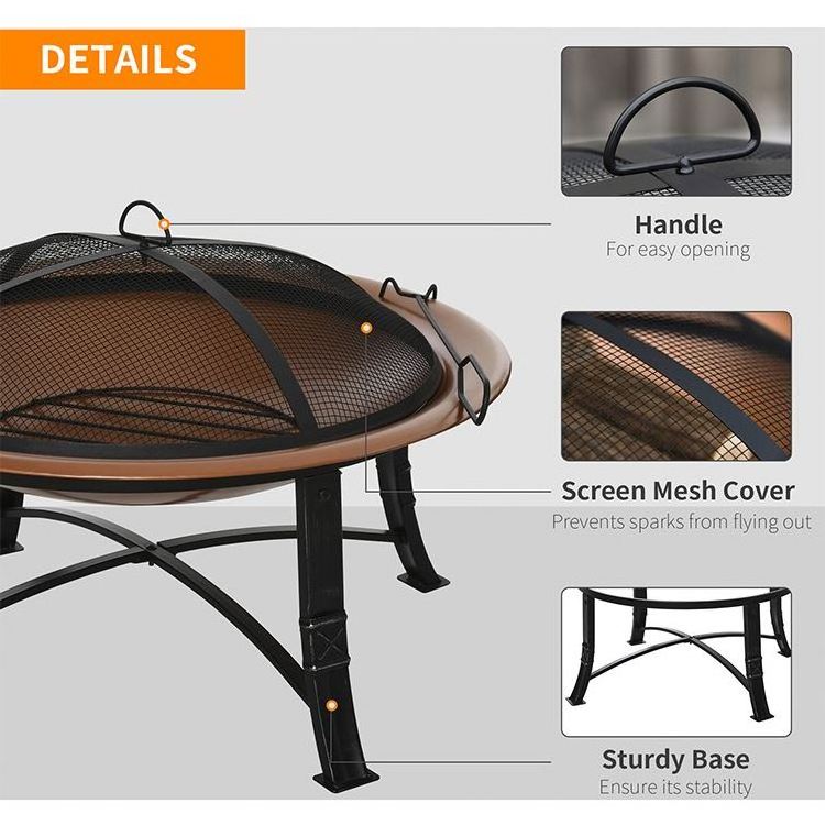 YASN Multifunctional Backyard Garden Round Bowls Mini Firepit Steel Patio Portable Fire Pit Outdoor with Poker