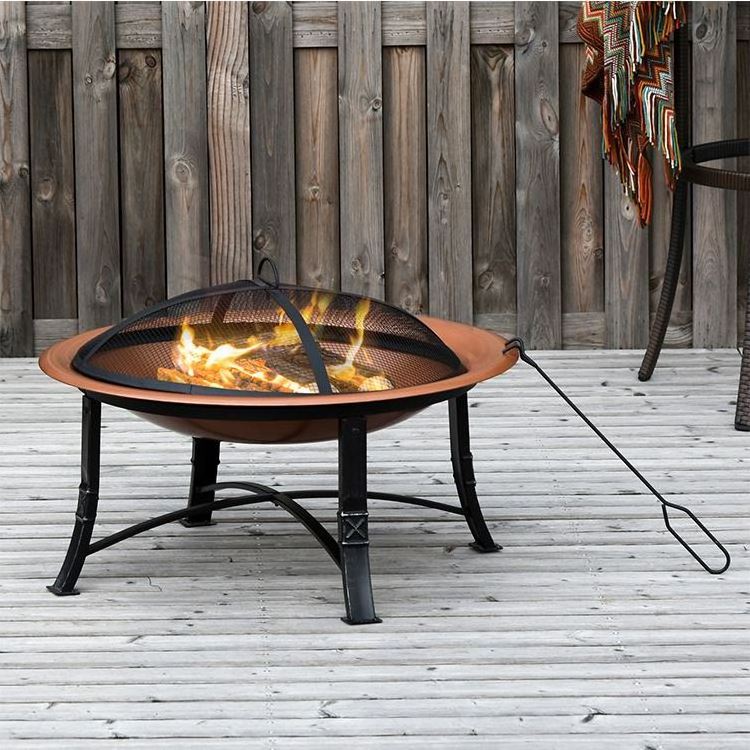 YASN Multifunctional Backyard Garden Round Bowls Mini Firepit Steel Patio Portable Fire Pit Outdoor with Poker