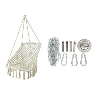 YASN DY010 Led Basket Cotton Rope Mesh Macrame Outdoor Indoor Swinging Chair Hanging Hammock Chair For Bedroom With Light