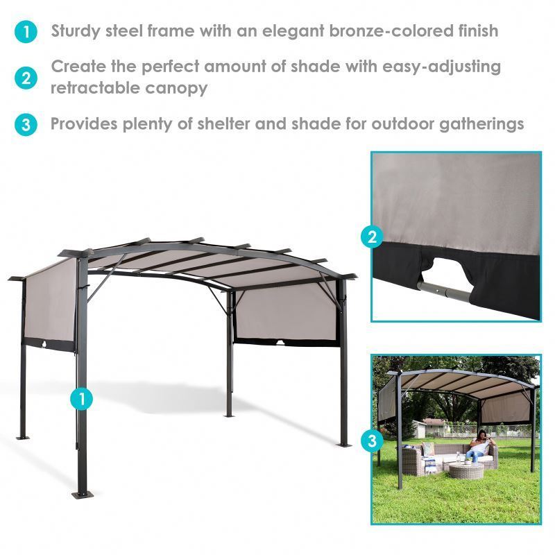 YASN ZYP021 Patio Retractable Pergola Shade Canopy Kit Outdoor Metal Gazebo Pergola For Patios