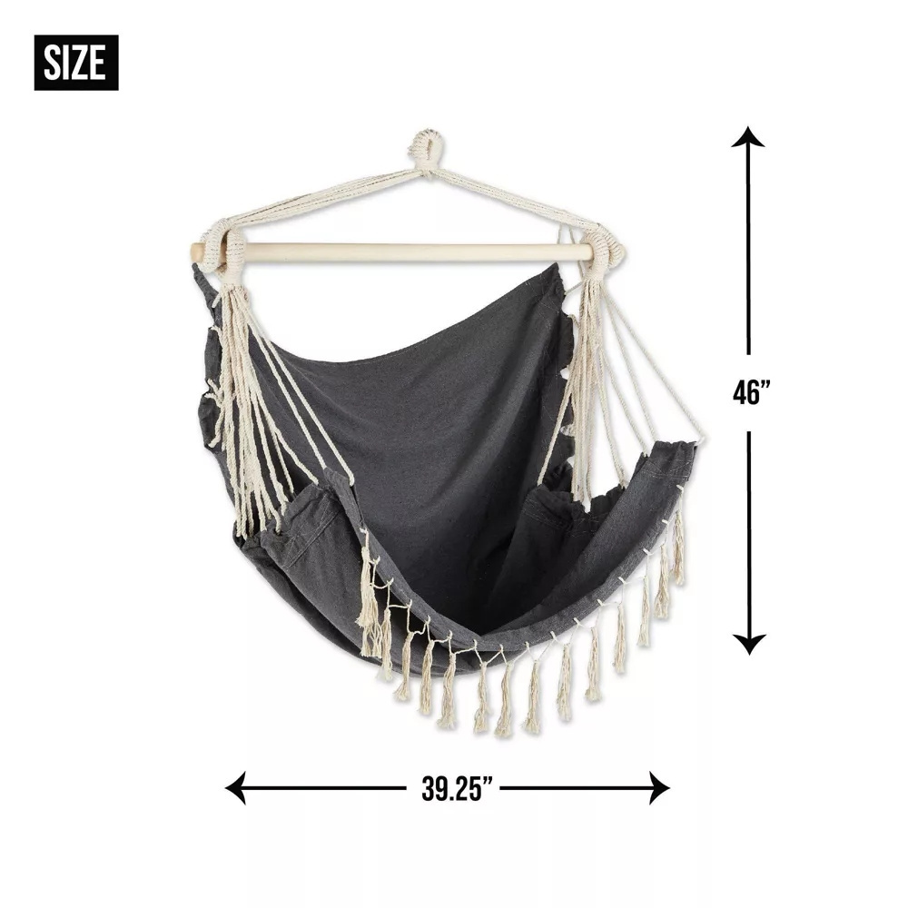 YASN Outdoor Hammock Chair With Fringe Trim Hanging Chair Garden Outdoor Hammock With Macrame Tassel Camping Hammock