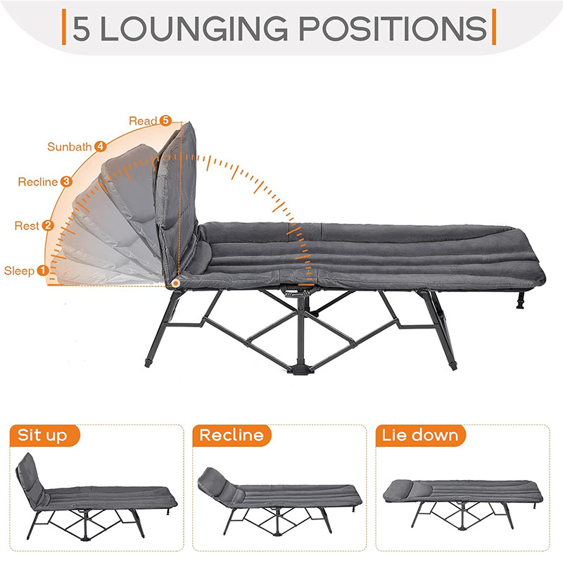 YASN Portable Folding Camping Bed for Sleeping 5-Position Adjustable Lounger Camping Cot For Indoor Outdoor Travel Heavy Duty