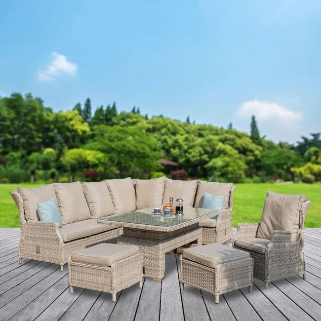 YASN Modern Outdoor Furniture Set Garden Rattan Patio Conversation Sets Outdoor Corner Sofa