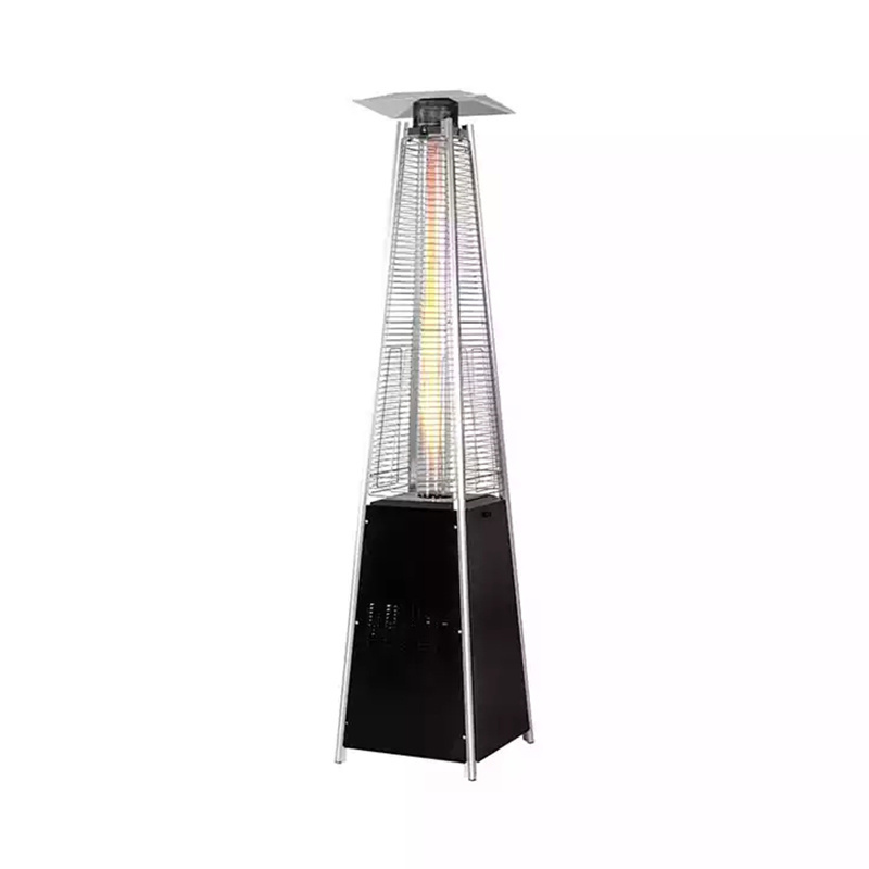 Courtyard Pyramid Vertical gas patio heater Garden outdoor mobile Tower Type gas patio Quartz Glass Tube heater with wheels