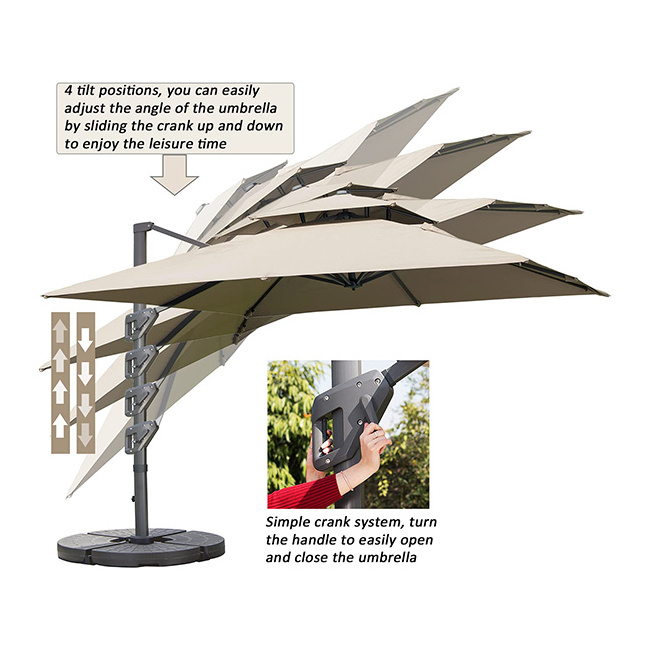 YASN Square Heavy Duty Commercial Cantilever Restaurant Garden Umbrella Patio Parasol Large Outdoor Umbrella