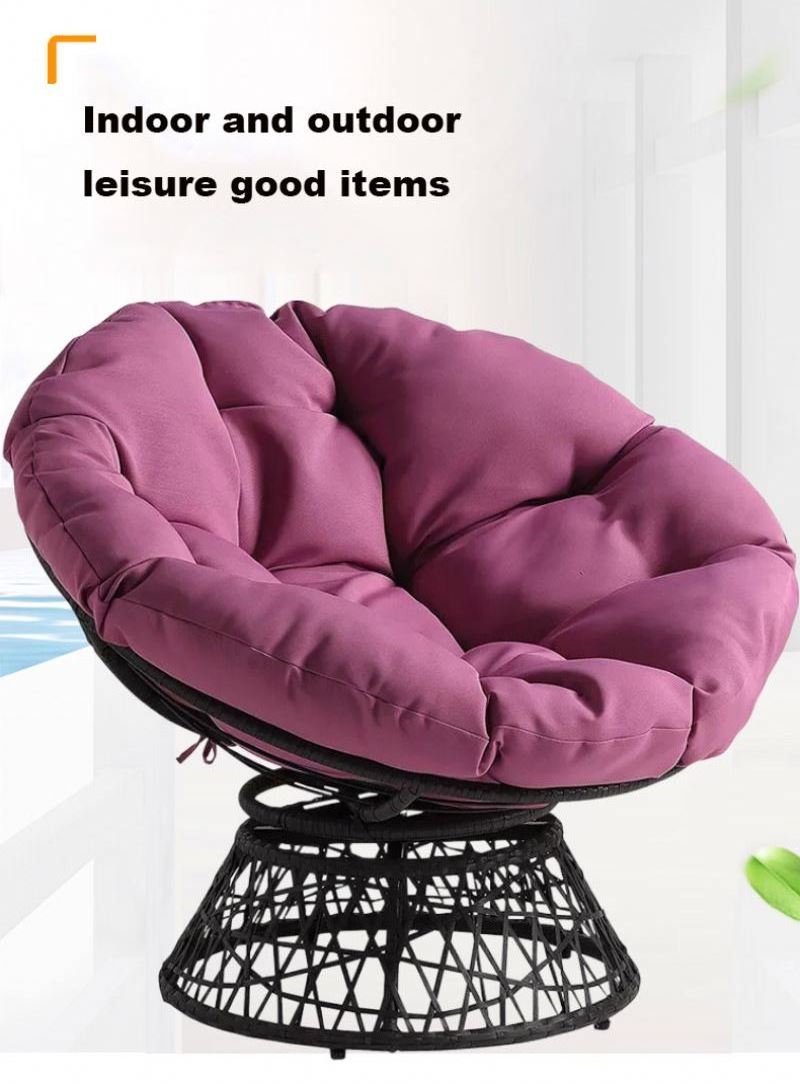 YASN Outdoor Rattan Swivel Wicker Papasan Chair Patio Swing Chair  Poly Rattan Furniture  With Cushion