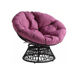 YASN Outdoor Rattan Swivel Wicker Papasan Chair Patio Swing Chair  Poly Rattan Furniture  With Cushion