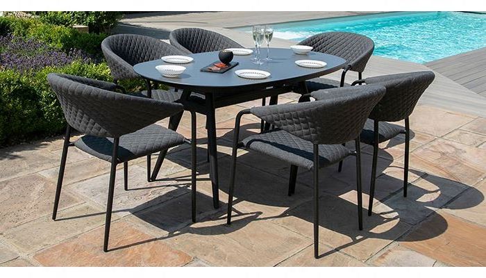 YASN HYTZ079 Matel Modern Furniture Set 6 Chairs Garden Patio Outdoor Dining Set Table And Chair Set