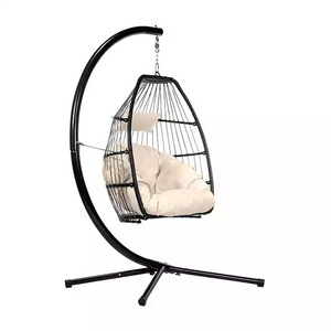 Outdoor Patio furniture Porch Premium Metal Garden Balcony Hanging Chair hammocks Swing Egg Round hammock Chair with Stand