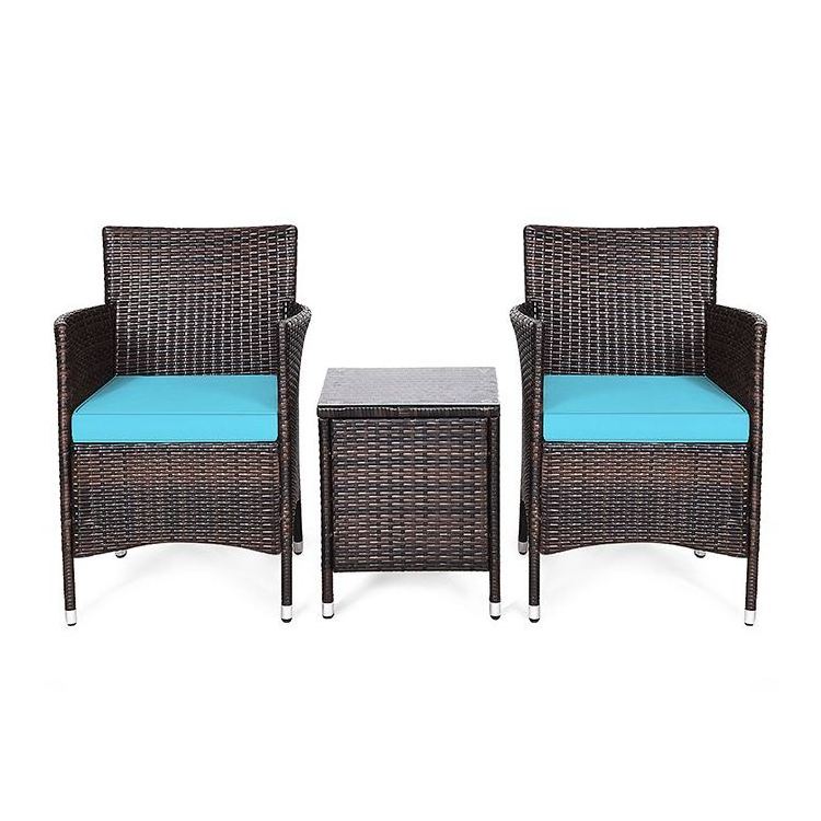 YASN Stock Cheap Bistro Coffee Table Set Wholesale 3 Piece Indoor Rattan Outdoor Patio Furniture Bistro Set Outdoor