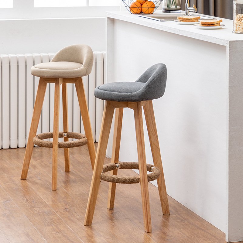 Wood High Bar Counter Stool Nordic Chairs With Back Elegant Bar Chairs Hotel Restaurant Breakfast Bar Stools Chair for Kitchen