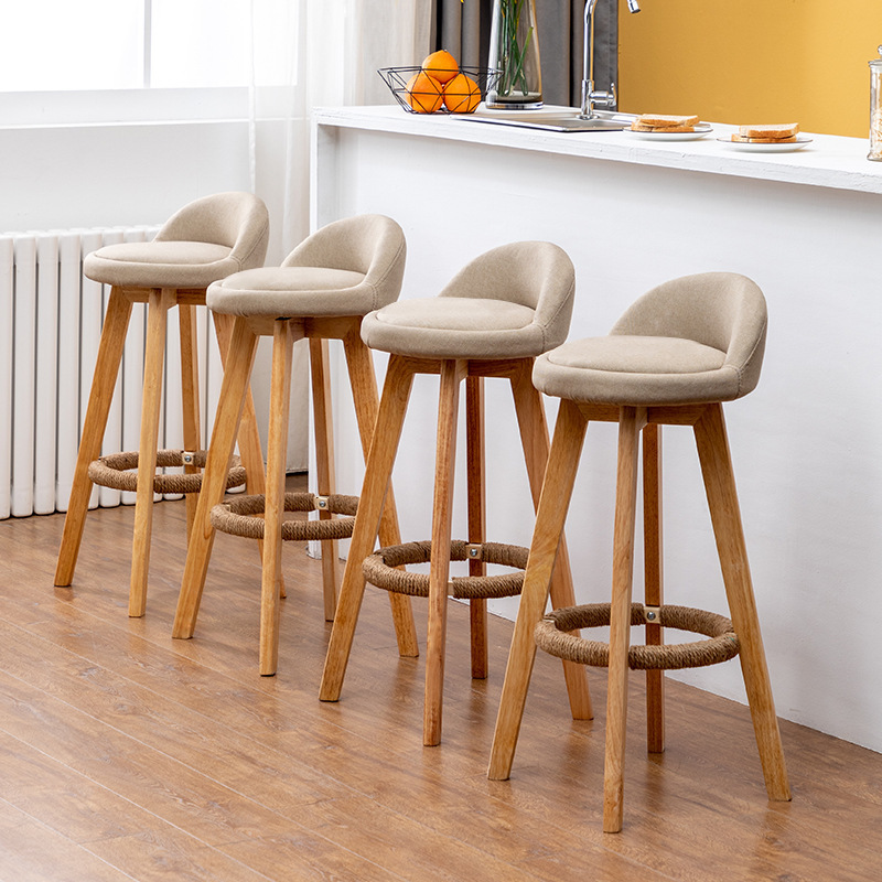 Wood High Bar Counter Stool Nordic Chairs With Back Elegant Bar Chairs Hotel Restaurant Breakfast Bar Stools Chair for Kitchen