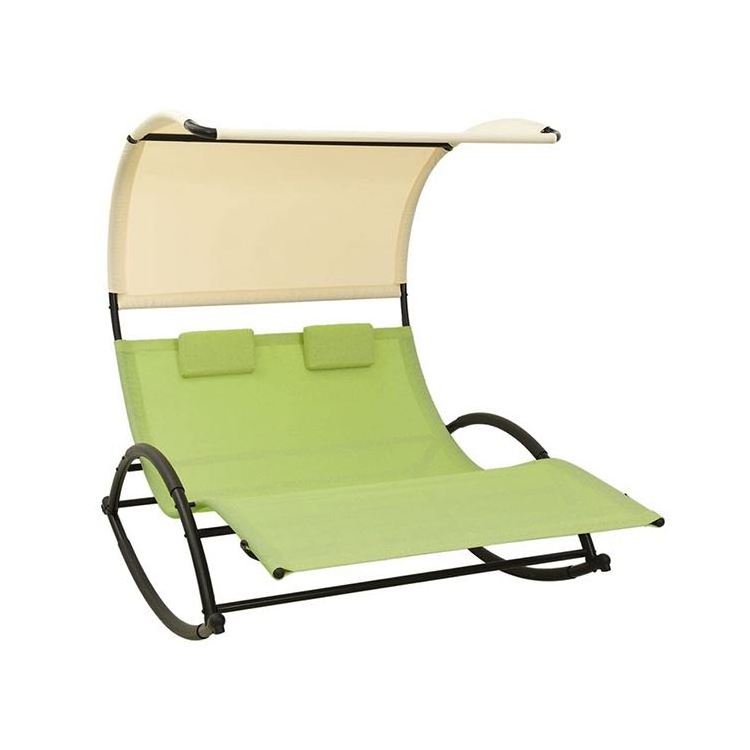 YASN Modern Backyard Patio Furniture Rocking Chair Sun Lounger Chair Beach Swimming Pool Outdoor Double Sun Lounger with Canopy