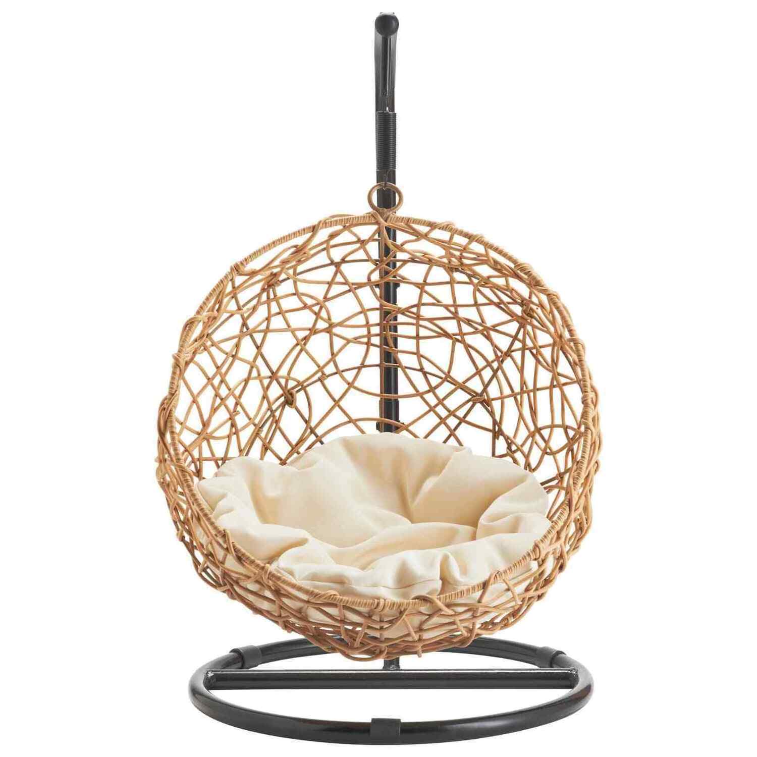 YASN Pet Round Egg Chair Rattan Effect Hanging Egg Chair Pets Bed Garden Furniture Indoor Outdoor Pet Swing Chair