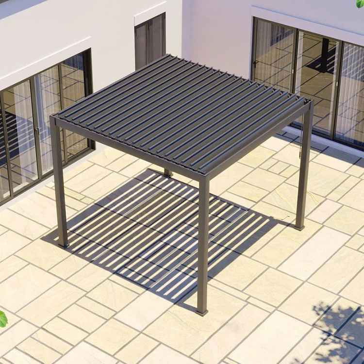 YASN 3*3M Patio Louvered Steel Frame Roof Pavilion Pergola Customized Garden Gazebo Pergola Outdoor Bioclimatic Iron Gazebo