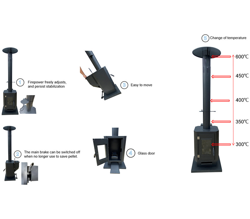 Portable Smokeless Outdoor Wood Pellet Patio Garden Heater Stove for home use Wood Burning Patio Smokeless Pellet Heaters