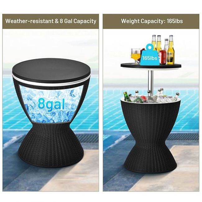 YASN Garden Patio drink Cooler Table Outdoor Ice Bucket Cooler Table