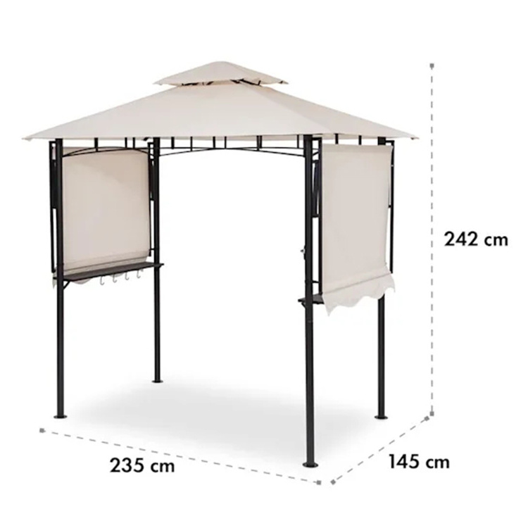 YASN Customize Patio Tent Gazebo Outdoor Garden BBQ Grill Shed Gazebo BBQ Double Roof Top Gazebo With Bar Shelves