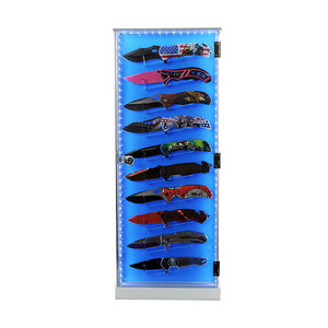 Custom Design Acrylic Knife Display Case Lockable LED Light Blade Display Rack