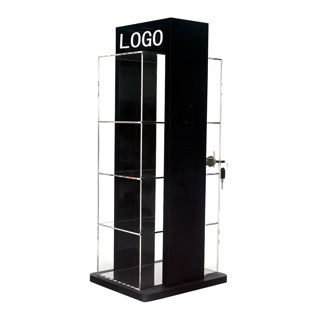 Locking Retail Anti Tobacco Mouth Spray Display Cabinet Smoke Shop Tobacco Accessories Hookah Flavor Display Racks LED Light Up