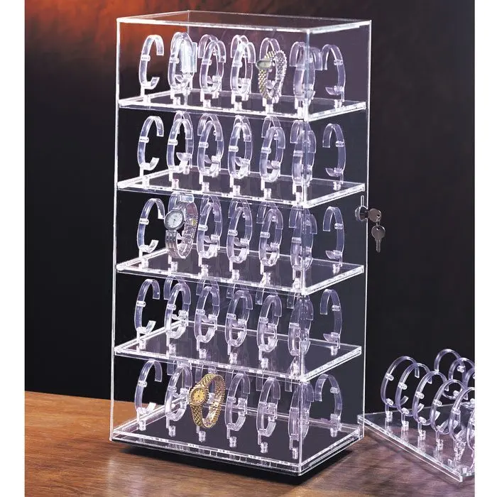 Transparent Acrylic Counter Top Watch Display Cabinet With Lock