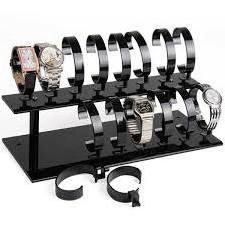 Acrylic double side rotating casio watch display case stand with locks