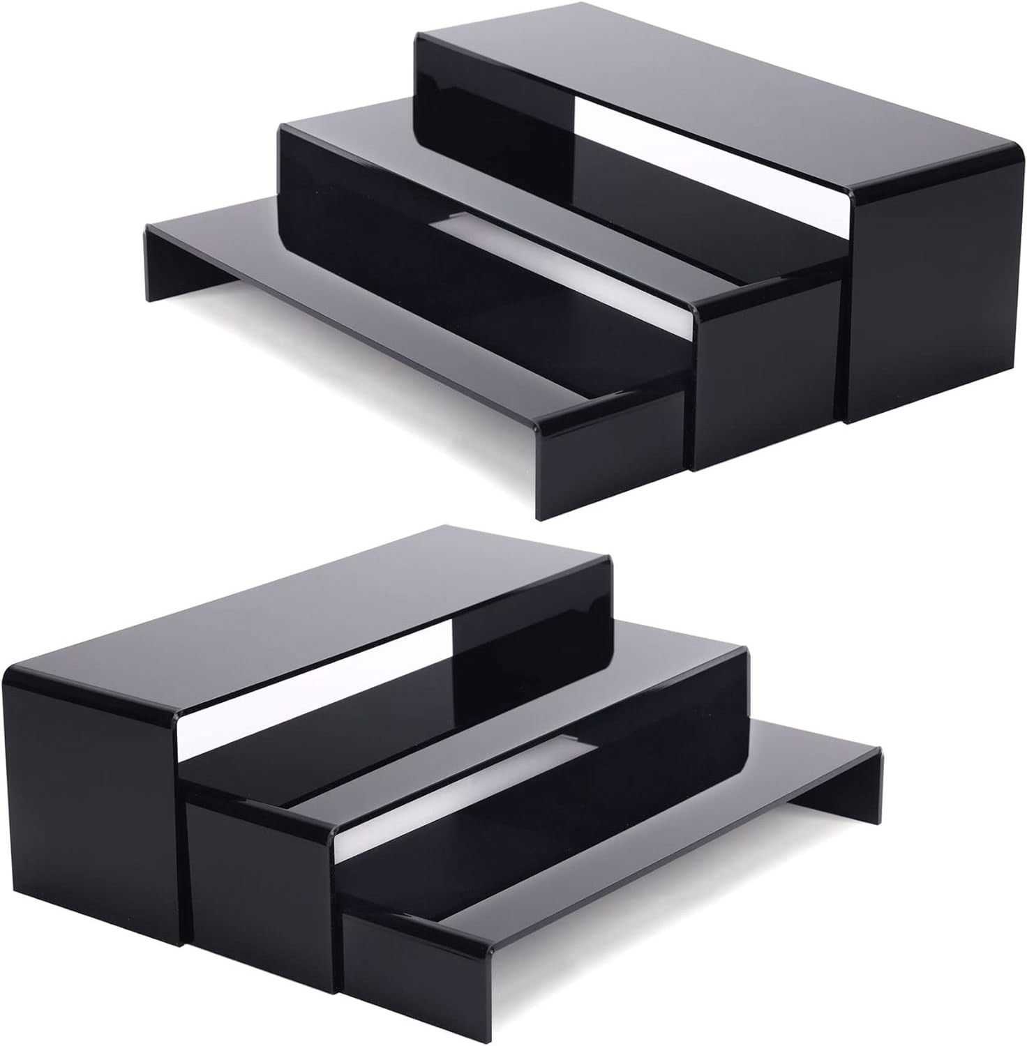 Custom Size Black Acrylic Riser Shelves Plexiglass Buffet Food Display Stands Cupcake Perfumes Risers